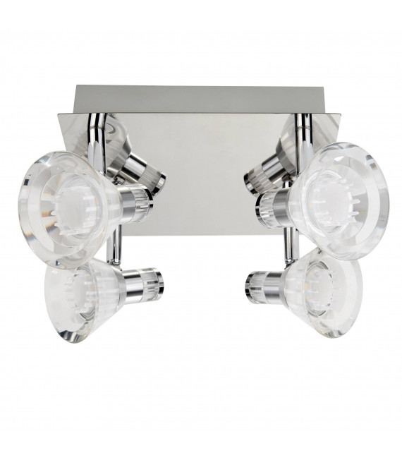 Plafonnier Flute, chrome et acrylique, 3 ampoules