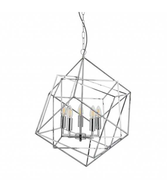 Pendelleuchte 3 Lampen Würfel, Chrom