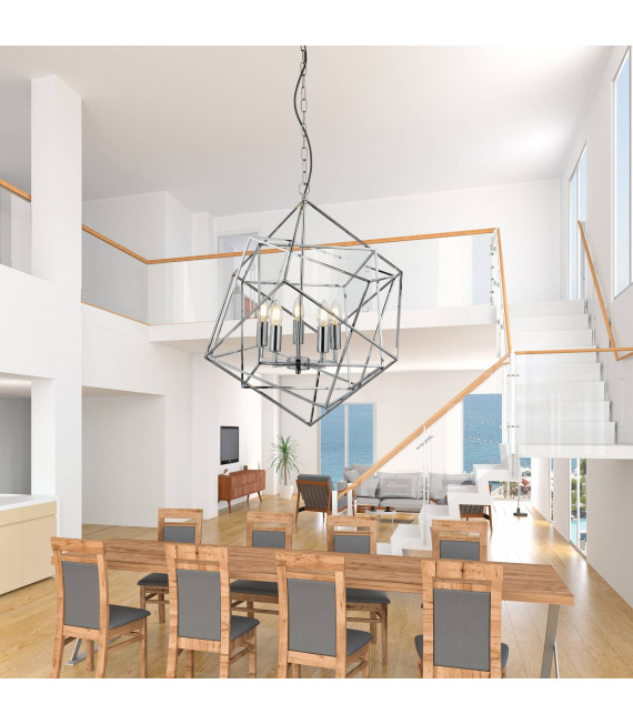 Pendelleuchte 3 Lampen Würfel, Chrom