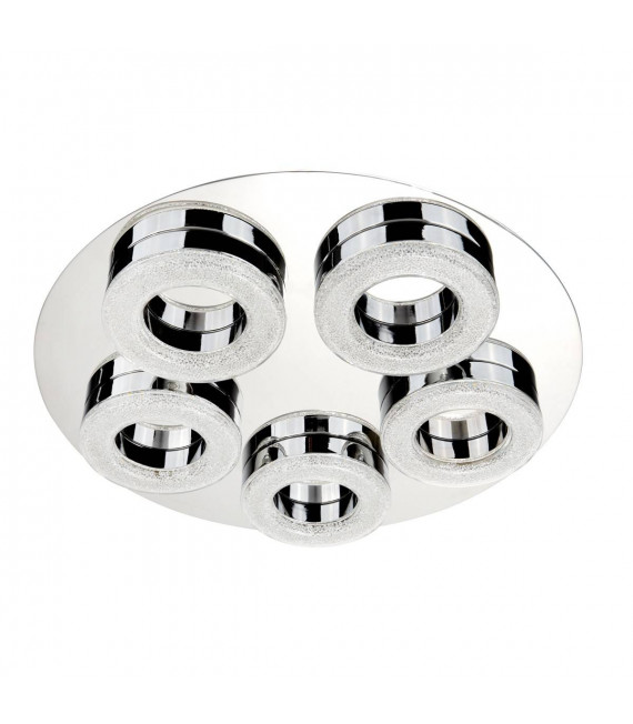 Kara Deckenleuchte, Chrom und Glas, 5 Glühbirnen