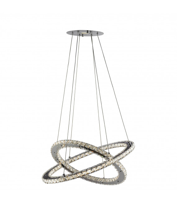 Lámpara colgante Trébol 24W, en cromo y cristal.