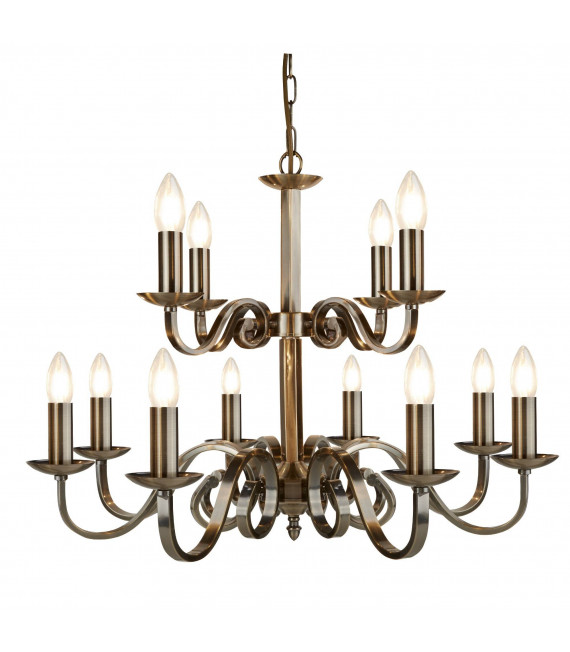8-Licht Richmond Pendelleuchte aus antikem Messing