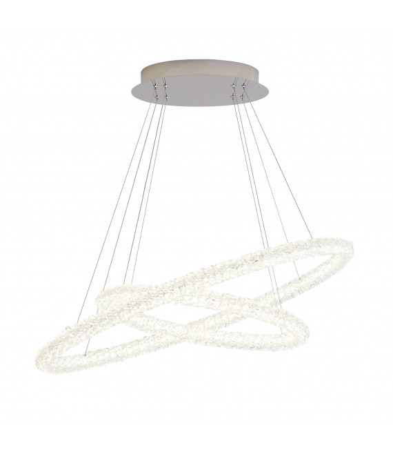 Lámpara colgante circular, en cromo y cristal, 54 cm.