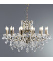 Suspension Paris, laiton antique et cristal, 8 ampoules
