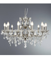 Suspension Paris, laiton antique et cristal, 12 ampoules
