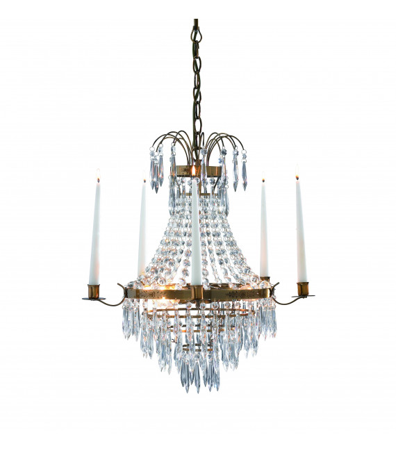 Antique KRAGEHOLM crystal ceiling light 3 bulbs