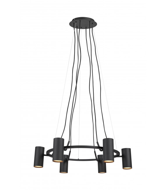 PORTO ceiling light black 6 bulbs