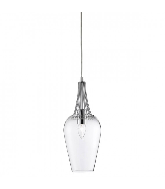 Lámpara colgante Whisk, en cromo y vidrio.