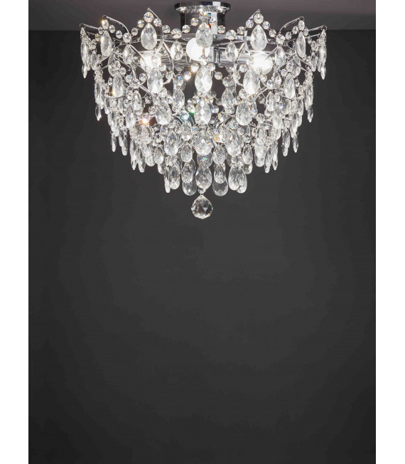 ROSENDAL Kristall Deckenleuchte Chrom 4 Glühbirnen