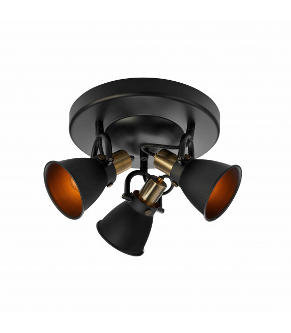 Plafoniera ALTON nera 3 lampadine