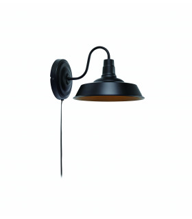 GRIMSBY Schwarze Wandleuchte 1 Glühbirne