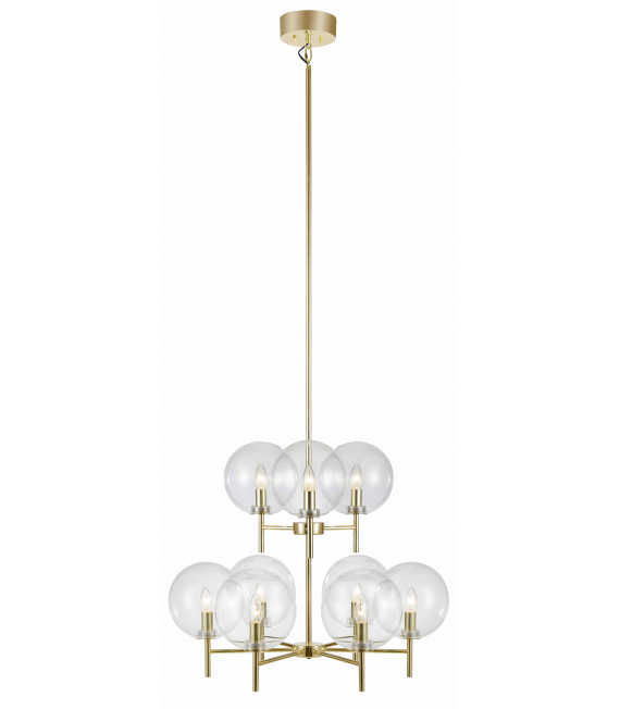 CROWN ceiling lamp Brushed brass 9 bulbs