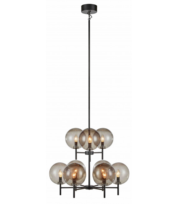 CROWN ceiling light black 9 bulbs