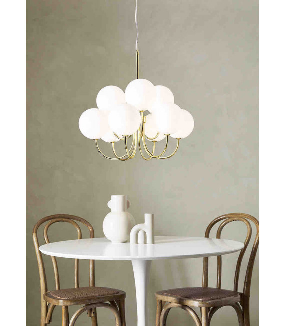 BIANCO Lampada da soffitto dorata 9 lampadine