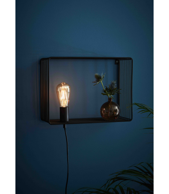 SHELF Applique nera 1 lampadina