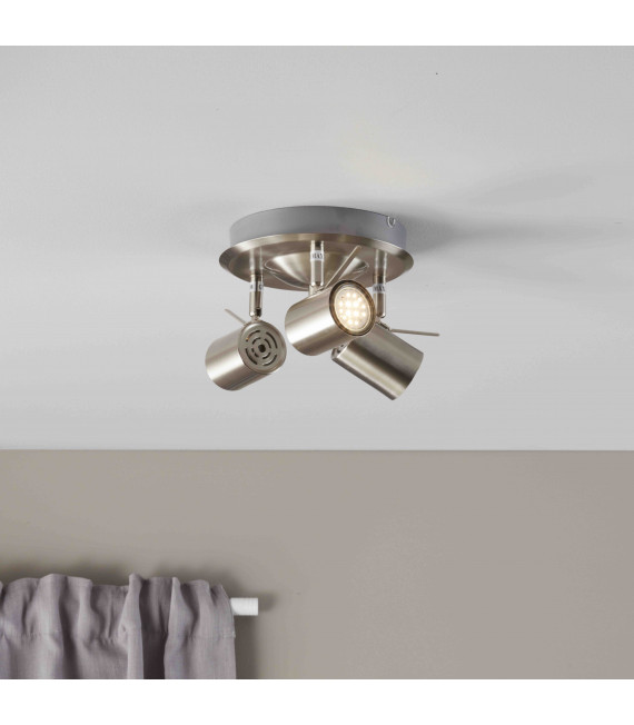 HYSSNA LED ceiling light in steel 3 bulbs