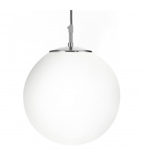 Lampada a sospensione Atom da 25 cm, in argento satinato e vetro opale