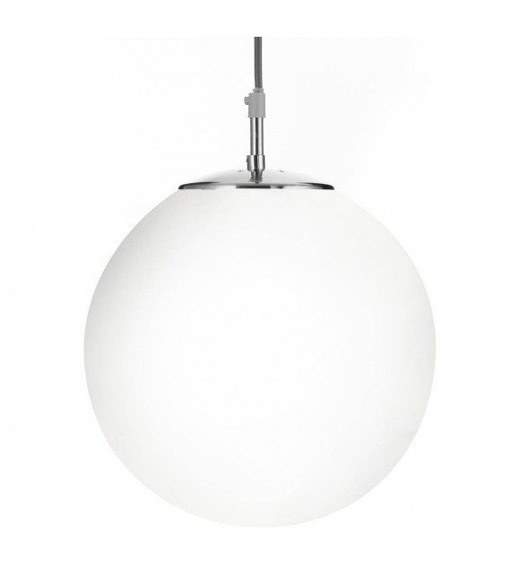 Lampada a sospensione Atom da 25 cm, in argento satinato e vetro opale