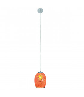 1-Licht-Anhänger Crackle, aus Chrom und orangefarbenem Glas