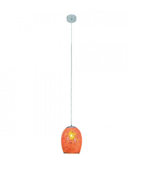 1-Licht-Anhänger Crackle, aus Chrom und orangefarbenem Glas