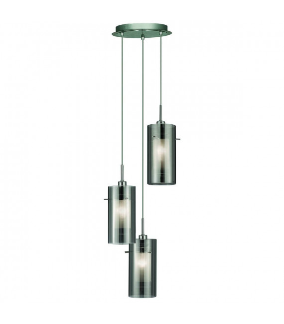 Lampada a sospensione 3 lampadine Duo2 in cromo e vetro