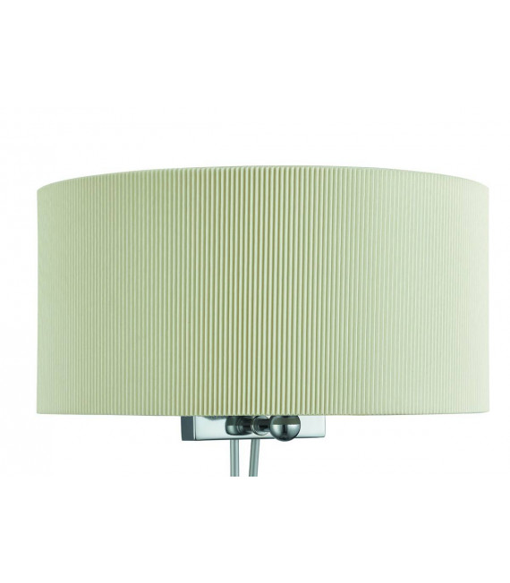 Wandleuchte Drum Pleat, in Chrom und Glas, cremefarben