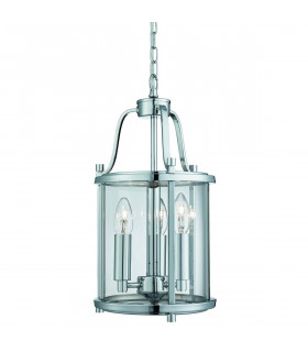 3-Licht viktorianische Pendelleuchte, in Chrom und Glas